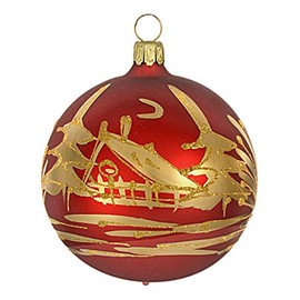 Christmas Tree Decoration Bauble Christmas Time Matt 8 cm 4 Pieces per Box Jingle Bells Lauscha
