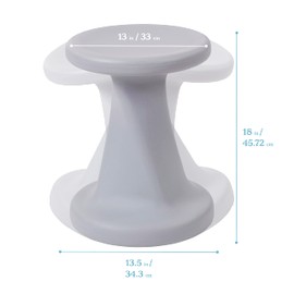 ECR4Kids Twist Wobble Stool, 18in Seat Height, Active Seating, Light Grey