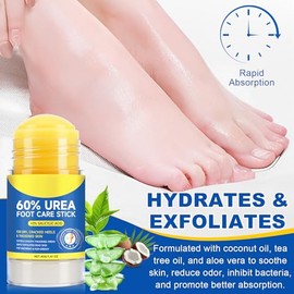 Crema en barra de urea 60% más 2% ácido salicílico, crema de urea para pies y callos de máxima fuerza para talones secos agrietados, manos, rodillas, 