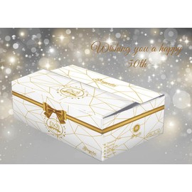 Bisyata 50th Birthday Shot Glass Gift Set for Women Men - 50 Birthday Party Decoration - 50th Gold Anniversary Table Decoration or Gift - 2oz Set of 6 - With Gift Box