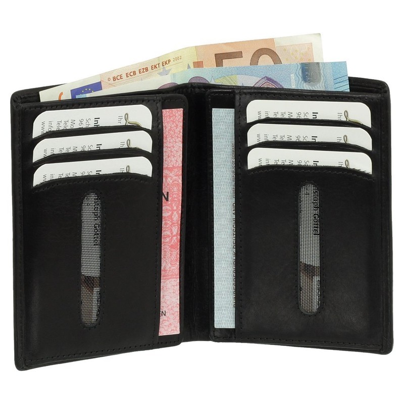 Leather ID Card Holder with Note Compartment, Black, Brown, Natural,