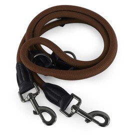 Wolfone Double Ended Hand Free Heavy Duty Adjustable Rope Dog Lead, Good for Walks, Camping, Suitable for Large, Medium and Small Dogs, 2.1 m, Brown