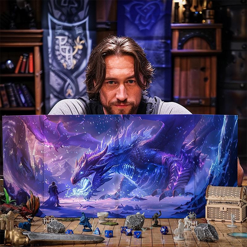 CZYY DM Screen 4-Panel Cardboard Game Master Screen with Erasable