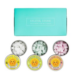 Xylitol Stone Sugar Free Hard Candy | Pure Finnish Xylitol Mints | Balanced Sweet Snack | Refreshing Breath Mints | Strawberry, Green Grape, Lemon (1 of Each In Gift Set Box)