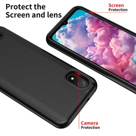 for Cloud Mobile Stratus C8 Case with Tempered Glass Screen Protector,Dual Layer Heavy Duty Shockproof Protection (Black, Cloud Mobile Stratus C8)