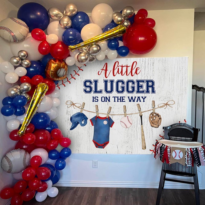 Mocsicka Baseball Shower Backdrop for Boys Sports Party Decoration -