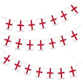 AKH® England Bunting | 3.6m / 12ft | Fabric St George Cross Bunting | Double Sided Printed 12pcs England Flags | England Bunting for St George's Day Celebrations World Cup Football Party Decorations