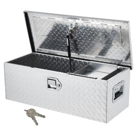 ExploreHorizon 30 Inch Aluminum Truck Tool Box, Truck Bed Storage Box With Security Lock and Wider Handles, Heavy Duty Waterproof Tool Box Organizer Chest for Pick Up Truck Rv Trailer - Silver