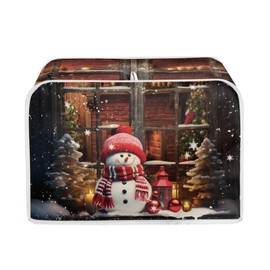 JEOCODY Christmas Snowman Toaster Bread Maker Cover Fits Most Standard 4 Slice Toasters, Universal Size Microwave Oven Dustproof Cover Women Gift