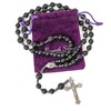 Nazareth Store Black Agate Beads Rosary Necklace Matte Natural Beaded