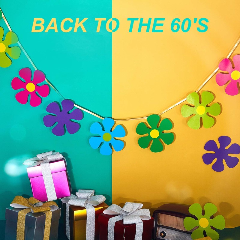 Outus 60 Pieces Flower Shaped Cutouts 60s 70s 80s Mini