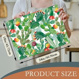 UIUPRO Green Cactus Dish Drying Mat, Tropical Plant Drying Rack Pad Countertop Dishes Ultra Absorbent Microfiber Kitchen Counter Mat for Coffee Countertop Decor 18x24 Inch