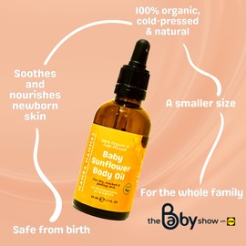 Mamba Mammas Baby Sunflower Body Oil | 100% Pure Organic & Cold-Pressed 50ml | for Newborn Babies | Suitable for Dry, Peeling or Cracked Skin | Soothes and Hydrates Newborn Skin