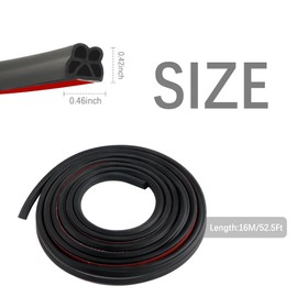52.49Ft Car Door Weather Stripping Door Seal Strip,B-Shape Double Layer Rubber Seal Strip,Soundproof&Self Adhesive Automotive Weather Stripping Car Accessories for Car Door,Hood,Trunk (52.49Ft)