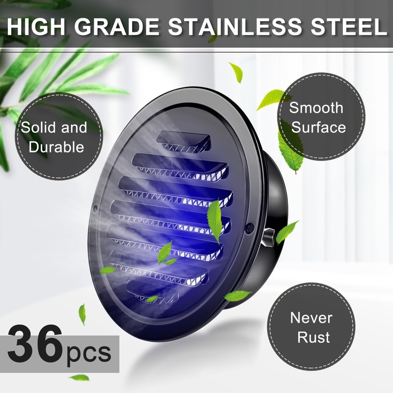 Zonon 12 Pcs Stainless Steel Soffit Vents 4 Inch Round
