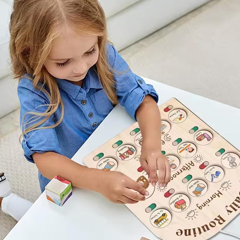 Tabla de Rutina Diaria para Niños – Madera con Caja