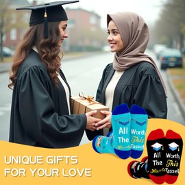 QLINLEAF Grad Socks Graduation Gifts for Her and Him Class of 2025 Socks Teachers Unisex for Men, Women and Teens
