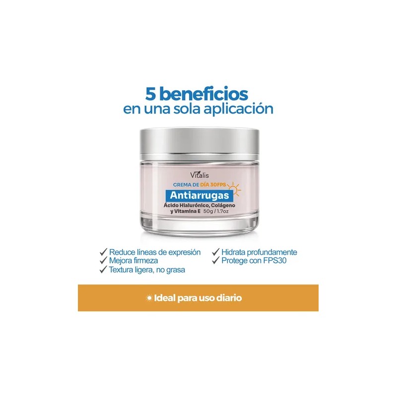 Crema Antiarrugas Fps30 Reafirma Hidrata Y Protege Vitalis