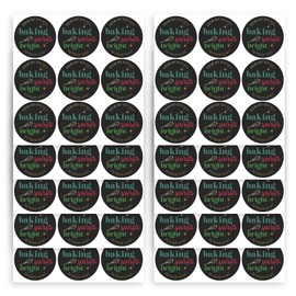 Mobiusea Creation Christmas Bakery Stickers | Christmas bakery decoration | 1.4 inch | Gold Foil | Inspirational Positive Word | Waterproof | 90-Pack for Christmas Cookies Bag, Christmas Bakery Box