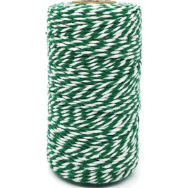 Cotton Twine Green and White Baker String 2mm Thick 328 Feet Christmas Twine for Gift Wrapping DIY Crafts Home Decoration Gardening