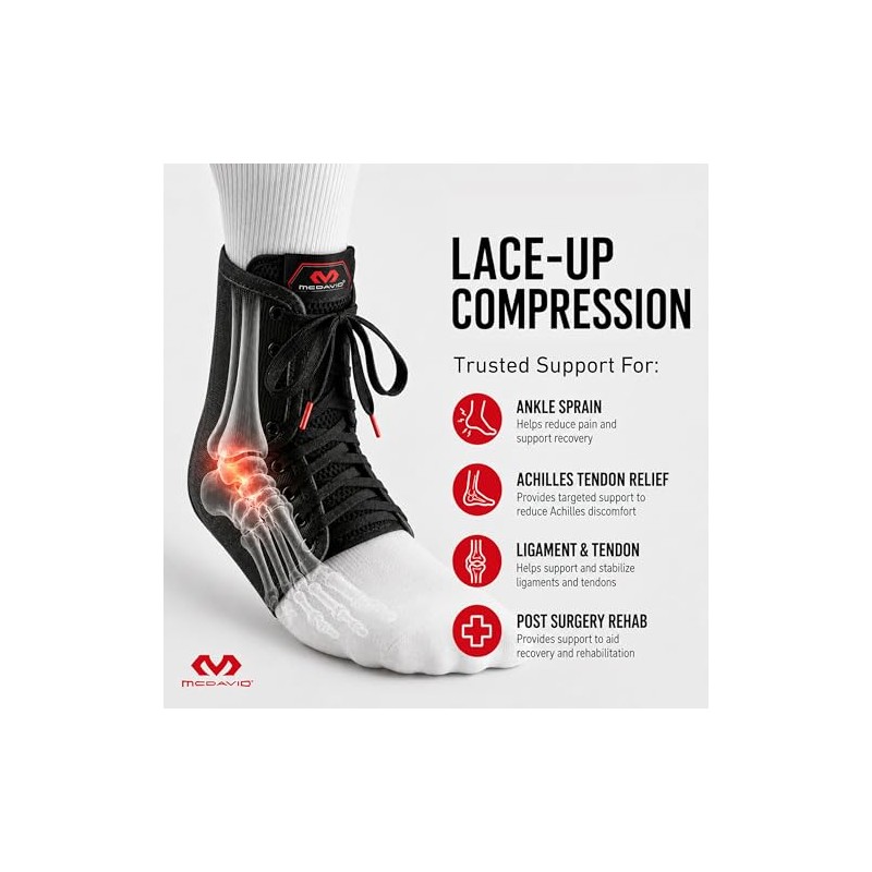 Mcdavid Classic Lightweight Laced Ankle Brace, Black, Small Classic