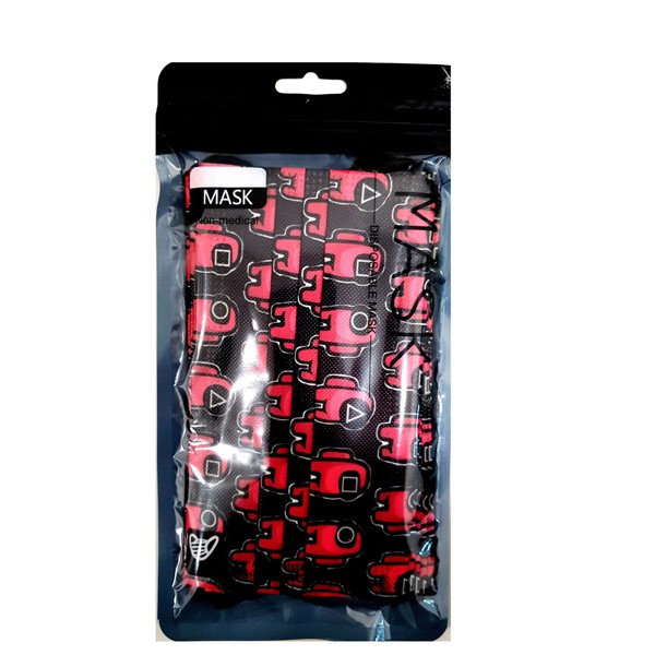 OEM 3ply Adults Masks Black with Squid Minions, (10 pcs)