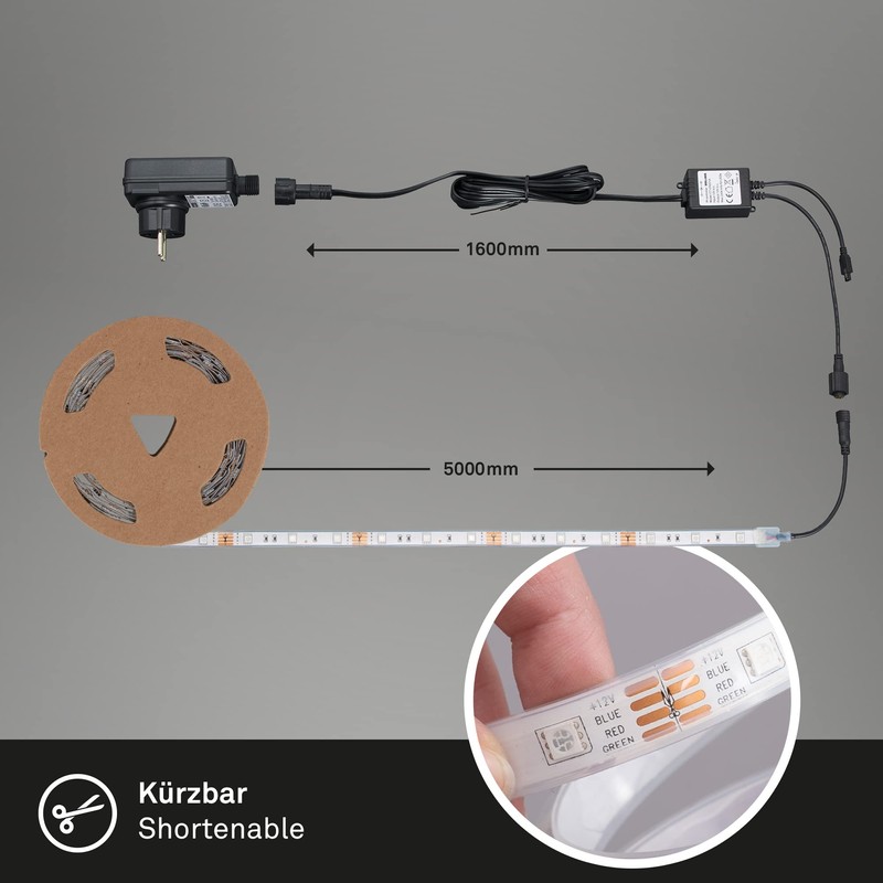 Briloner 2035-150 LED-Streifen-Komplettset with jack 230V 500cm RGB