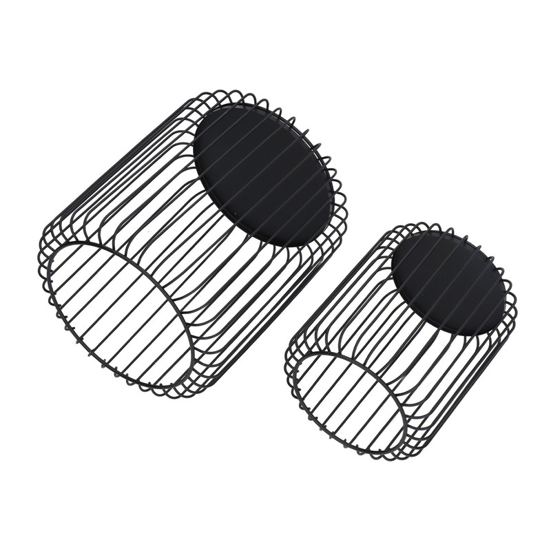 Cage Candleholder Set Matte Black Metal Cylinder Modern Simple Bird
