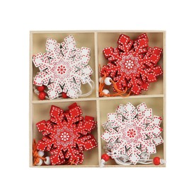 Christmas Tree Ornaments Set - Christmas Tree Decorations Wooden Xmas Tree Hanging Ornaments Christmas Ornaments for Christmas Tree Wall Hanging Party Decoration (12 Pcs, Snowflake)