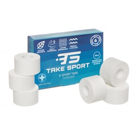 TAKE Sport®, Tape Sportivo, Nastro fasciature, Nastro Sportivo, Sport Tape. 6 rotoli 3,8 x 10m, 100% Cotone, Bordo Zig Zag, Non Elastico. Bianco (6)