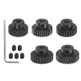 sourcing map 48P Hardened Pinion Motor Gear Set 5pcs 24T 25T 26T 27T 28T Fits 1/8" RC Motor Shaft 48 Pitch Gears for RC Car with Allen Key