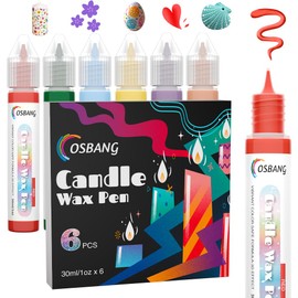 OSBANG Candle Wax Pen, 6 Vibrant Colors Wax Pen Set, Beginner-Friendly for Festival, Birthday Candle Decorating, Blessing Writing & More DIY Crafts(30ml/1oz*6)
