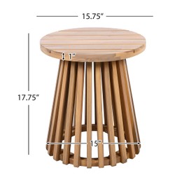Christopher Knight Home Taki Acacia Wood Patio Coffee Table, Round Table with Unique Wooden Base for Backyard, Stylish Indoor/Outdoor Table, Easy Assembly, Space Saving Outdoor Furniture, Light Teak