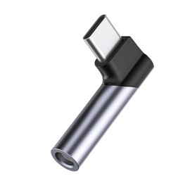 Type-C to 3.5mm Earphone Conversion Adapter, 3 Pole/4 Pole, TRRS Compatible, Female to Male, Earphone Jack, Hi-Fi Sound Quality, Equipped with DAC Chip, One Side L Type, Direct Plug Type, Mini Size, Music / Calls, Volume Adjustable, Compatible with Devices with Type-C Port (Silver)
