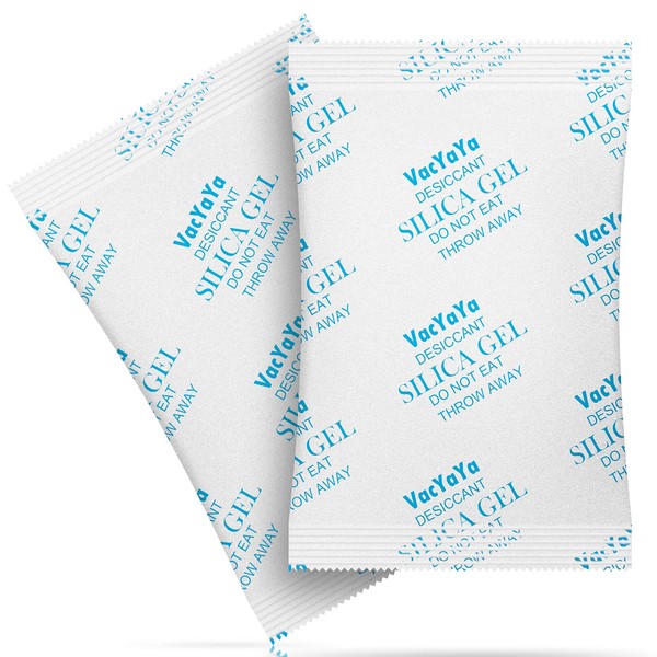 VacYaYa 500 g (1 pack) food grade moisture absorber silica gel desiccant packages for storage, desiccant silica gel packs, level safe, moisture