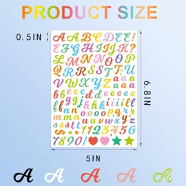 10 Sheet Cursive 1/2 Inch Letter Stickers, 1560Pcs 0.5" Alphabet Stickers, Vinyl Small Letter Number Symbols Stickers for Arts Crafts Outdoor Sign Poster Windows Doors School Office - Mix