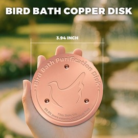 Bird Bath Copper Disk - 4 Inch, 99.99% Pure Copper Water Cleaner Disk with Stable Triple-Point Base, Chemical-Free Physical Natural Cleaning for Outdoor Bird Baths Bowls, All-Season Universal Fit