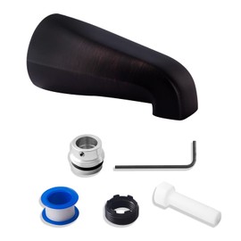 CalcMetal 5" Non-Diverter Tub Spout with 4 in 1 Adapter,Universal fit 1/2" Copper Slip, 1/2" Iron Pipe(Long and Short stub Out), and 3/4" Iron Pipe Connections, Easy Installation, Venetian Bronze
