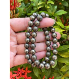 GAF TREASURES Pyrite Crystal Bead Bracelet 8mm, Wholesale Genuine Pyrite Stretch Gemstone Bracelet, Healing Crystal Bracelet, Gift for Men & Women (5)