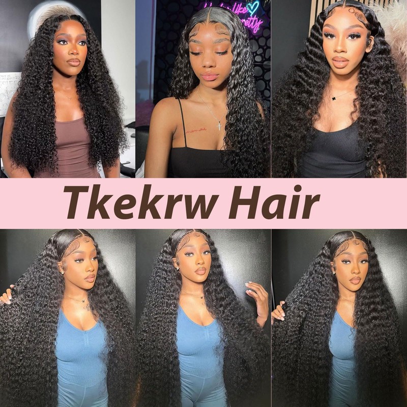 Tkekrw Deep Wave Lace Front Wigs Human Hair Pre Plucked