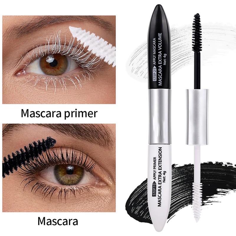 Double Ended Tubing Mascara,2-Step Black Mascara Volume and Length, Volumizing