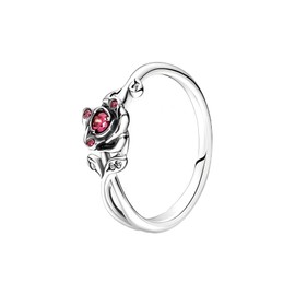 Artiyoo Fit Women Fashion Gifts 925 Sterling Silver DIY Jewelry Beauty and the Beast Rose Ring number 7