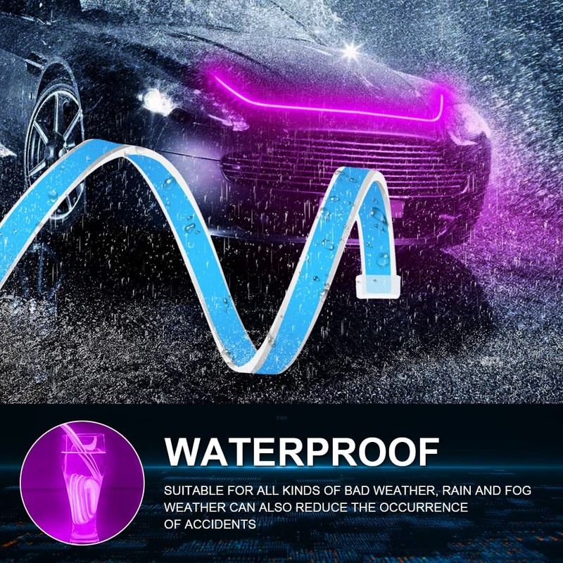 70'' Car Hood Atmosphere Light Strip, 12V Daytime Running Light