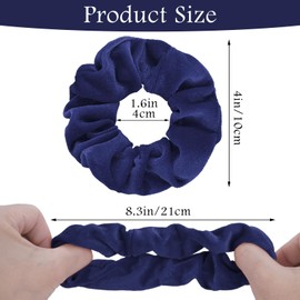 WLLHYF 2 Pcs Pink Velvet Hair Scrunchies Hairs Bands, Navy blue