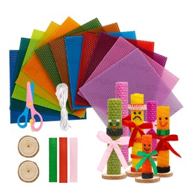 Bingfuego Beeswax Candle Making Kit for kids-12 Beeswax Sheets for Candle Making Rolling Kits, Natural Beeswax Candle Making Kit (Cheerful Colors, 8 x 8 inch)