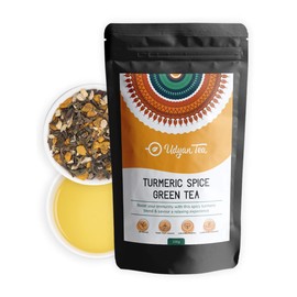 Udyan Tea Turmeric Spice Green Tea, 100g (40 Cups) | Turmeric Tea Blend with Ginger, Holy Basil for Indian Ayurvedic Healing, Immunity & Health | 100% Natural Loose Leaf Tea
