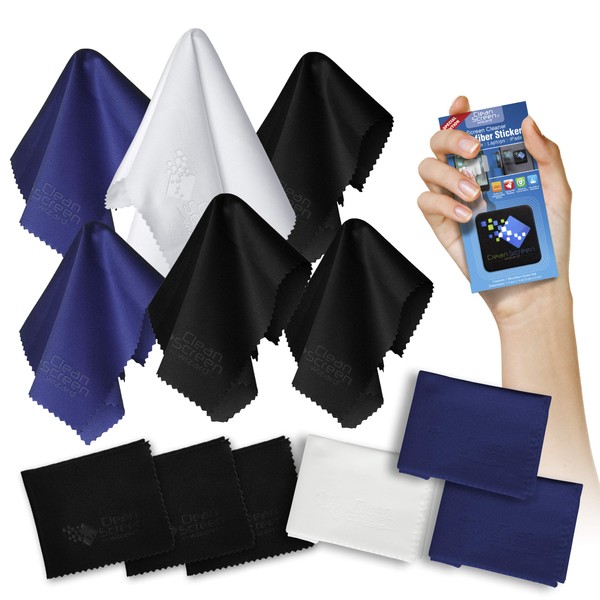 Clean Screen Wizard Microfiber Cleaning Cloths and Microfibre Sticker Screen Cleaner (7 Pack)