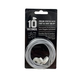 10 Seconds - Elastic-Laces: No-tie laces, Athletic, Running and Triathlon Laces, stretch Fit Comfort, All Ages and Athletes, White Reflective, One Size