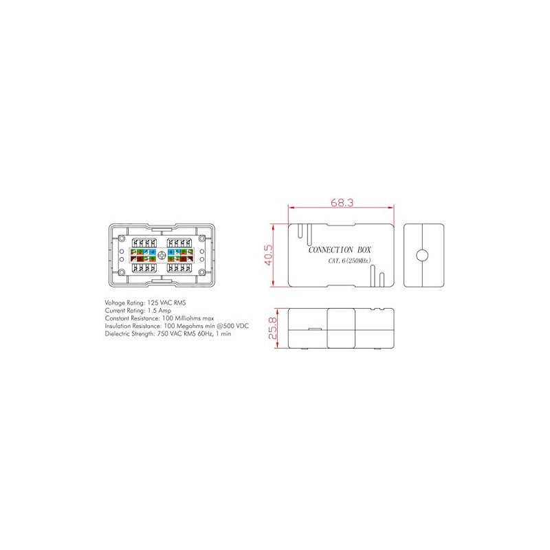 odedo 4 x LSA Connection Module Cat 6 Connector for