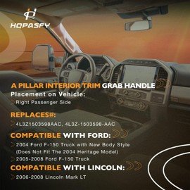 HQPASFY A Pillar Interior Trim Handle Passenger Side Compatible with 2004-2008 Ford F150 2006-2008 Lincoln Mark LT A Pillar Grab Handle Replace# 4L3Z1503598AAC, 4L3Z-1503598-AAC (Beige)